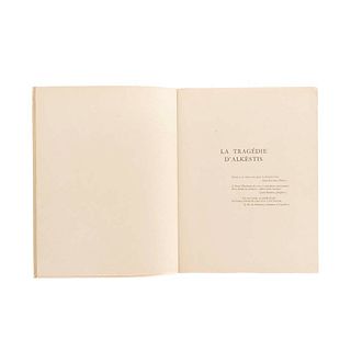 Drancourt, René-Ad. Alkestis, Tragédie d'Euripide. Paris: L'edition d'Art H. Piazza, 1940. Ilustrado. Con facsímil de una carta del Aut