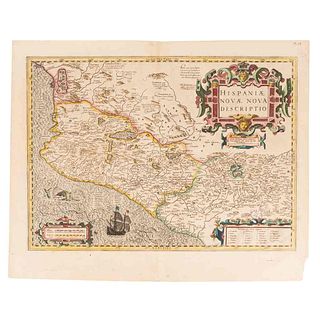 Mercator, Gehard. Hispaniae Novae Nova Descriptio. Amsterdam, ca. 1610.  Mapa grabado coloreado.