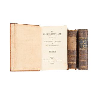 El Cocinero Mejicano. Méjico: Imprenta de Galván, 1834. Una lámina. Segunda edición. Edición completa. Tomos I - IIII. Piezas: 3.
