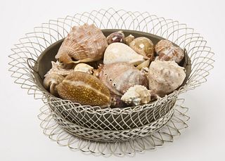 Vctorian Wire Basket with Sea Shells