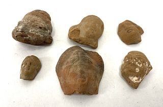 Six Pre-Colombian Head Fragments