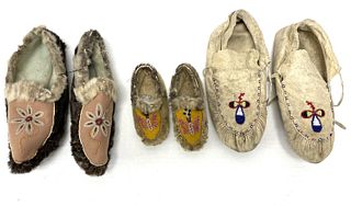 Three Pairs of Native American Moccasins