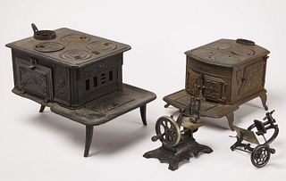 2 Children's Stoves and 2 Iron Sewing Machines