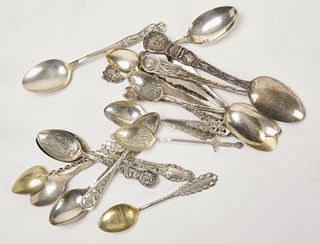 Lot of 20 Sterling Souvenir Spoons