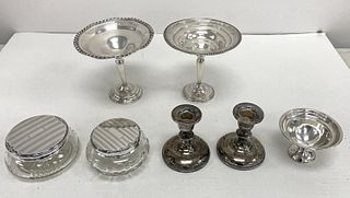 Weighted Sterling - Powder Jars w Sterling Lids