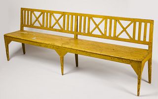 Long Yellow Antique Bench
