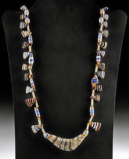 Ancient Roman Gold & Glass Beaded Necklace