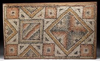 Huge Roman Imperial Stone Geometric Mosaic