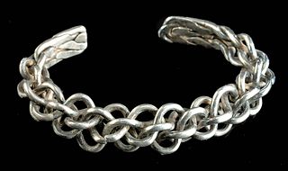 9th C. Viking Braided Silver Bracelet - Wearable!
