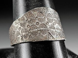 9th C. Viking Silver Ring Elaborate Motif