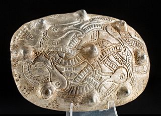 9th C. Viking Silver Brooch Jellinge Style Serpents