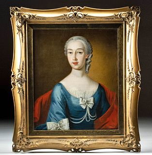 Framed 18th C. Continental School Portrait of a Lady