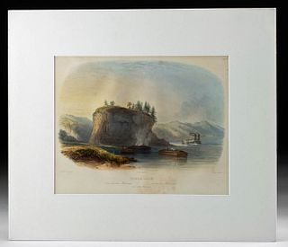 Bodmer Aquatint Engraving - Tower Rock, 1839-42