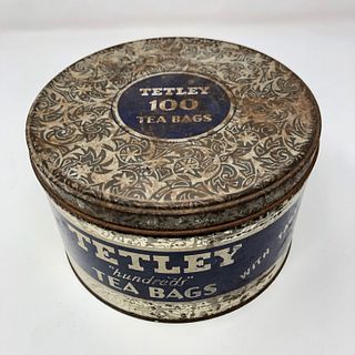 Vintage Tetley tea 100 tea bags tin with lid