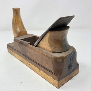 antique 2 tone wood carpenter hand plane