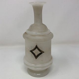 VINTAGE depression milk glass vase with hand painted