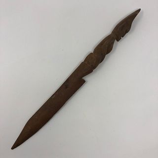 Antique hand carved wooden dagger figurine handle