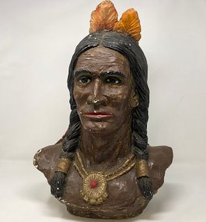 LARGE BUST two feathers Native American Warrior Brave
