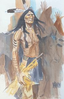 Nicholas Amorosi Watercolor/ Native American Indian