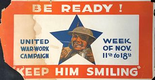 Rare Poster BE READY UNITED WAR WORK CAMPAIGN WEEK OF