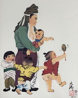 Signed Chinese color Lithograph print/ Limited edition
