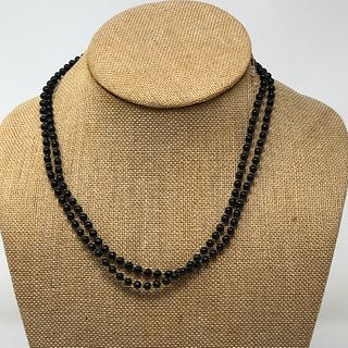 Alluring 34 inch Black bead necklace, elegant