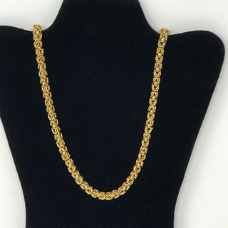 37" Gold colored braided and barrel ball clasp necklace