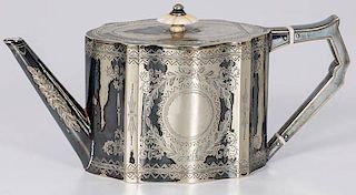 Niello and Silver Thai Teapot 
