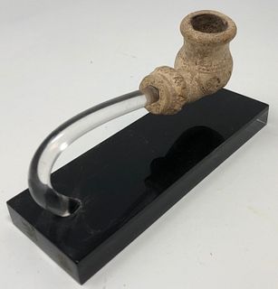 Ancient 1200AD Jewish Smoking Pipe on display stand