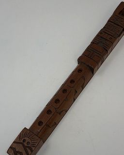 Vintage INCA, AZTEC, MAYA Totem Flute Hand Carved Wood