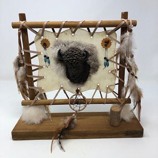 NATIVE AMERICAN INDIAN Buffalo head cultural display