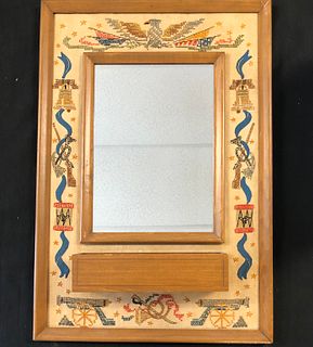 Vintage mid-century vanity/mirror/storage embroidered