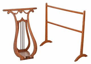 Unusual American Classical Lyre Form Stand