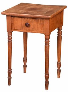 American Federal Tiger Maple One Drawer Table