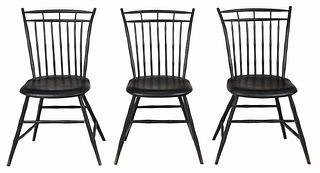 Set Three American Black Painted Windsor Chairs