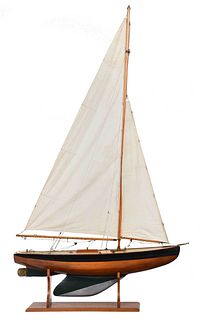 Large Carved and Painted Model of a Sailboat