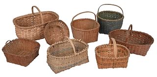 Ten Assorted American Woven Baskets