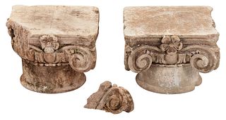 Pair Cast Stone Capitals