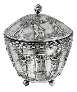 E. F. Caldwell Silver Plate Neoclassical Lidded Bowl