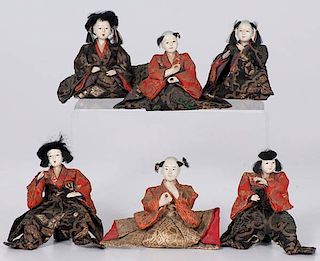 Group of Japanese Robed Dolls 