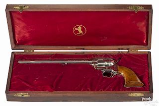 Colt Buntline Commemorative nickel-plated single-action Army revolver, .22 long rifle caliber