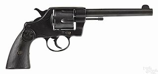 Colt New Army revolver, .38 special caliber, with hard rubber Colt grips, 6'' round barrel