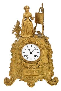 Louis Phillipe Gilt Bronze Figural Mantel Clock