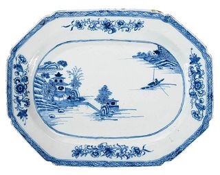 Faience Blue and White Octagonal Platter