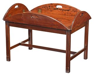British Campaign Style Figured Mahogany Low Table