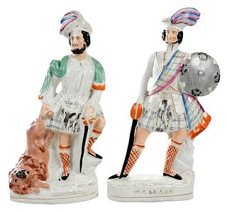 Two Painted Staffordshire Pottery Figures