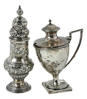 George III English Silver Caster and Mustard Pot