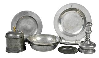 Group of Ten Pewter Table Objects