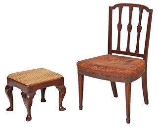Fine Sheraton Side Chair, Queen Anne Footstool