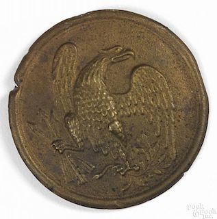 Civil War eagle breast plate, 19th c., 2 1/2'' dia.